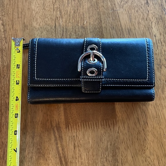 Coach, Genuine leather wallet, black with chrome hardware - Picture 15 of 15